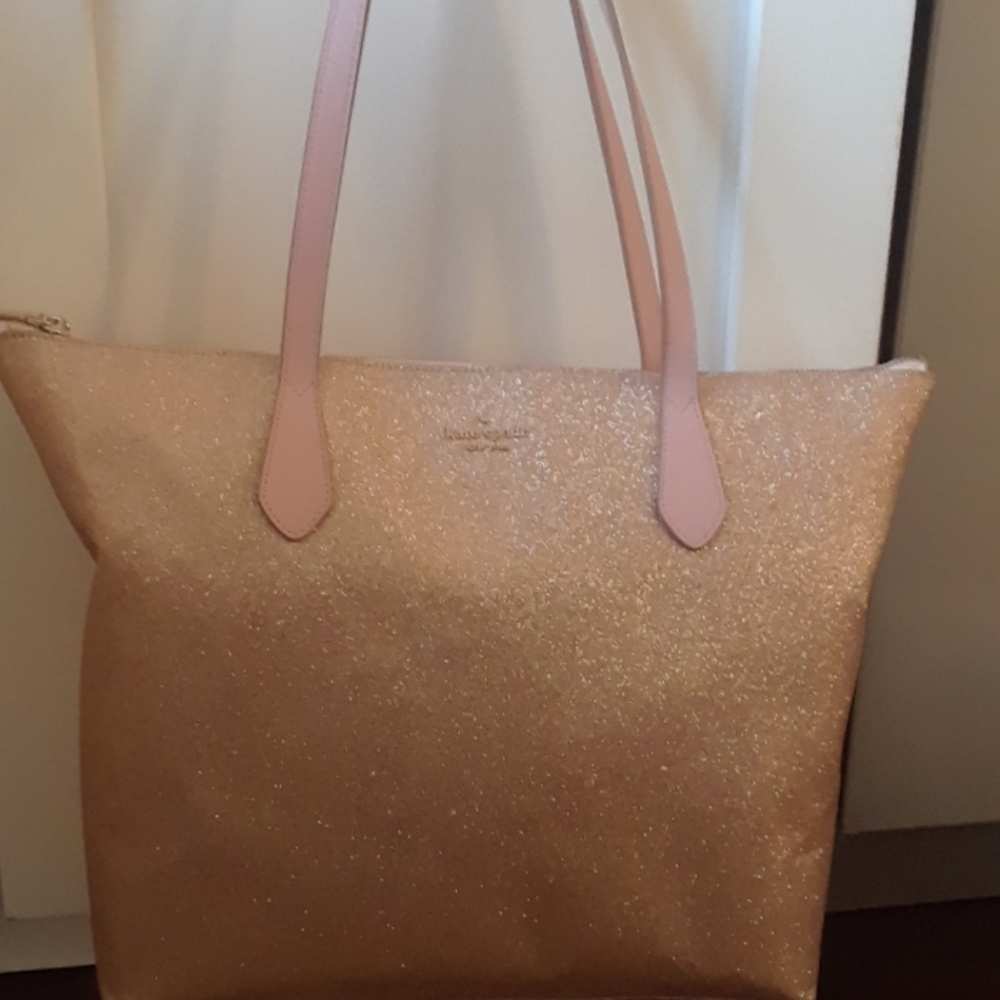 Kate Spade rose gold glitter oversized tote